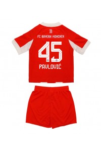 Bayern Munich Aleksandar Pavlovic #45 Jalkapallovaatteet Lasten Kotipeliasu 2025-26 Lyhythihainen (+ Lyhyet housut)